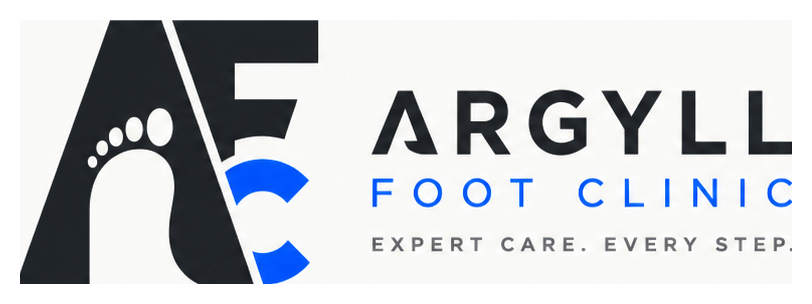 Argyll Foot Clinic logo lockup with the new mark and refined wordmark.