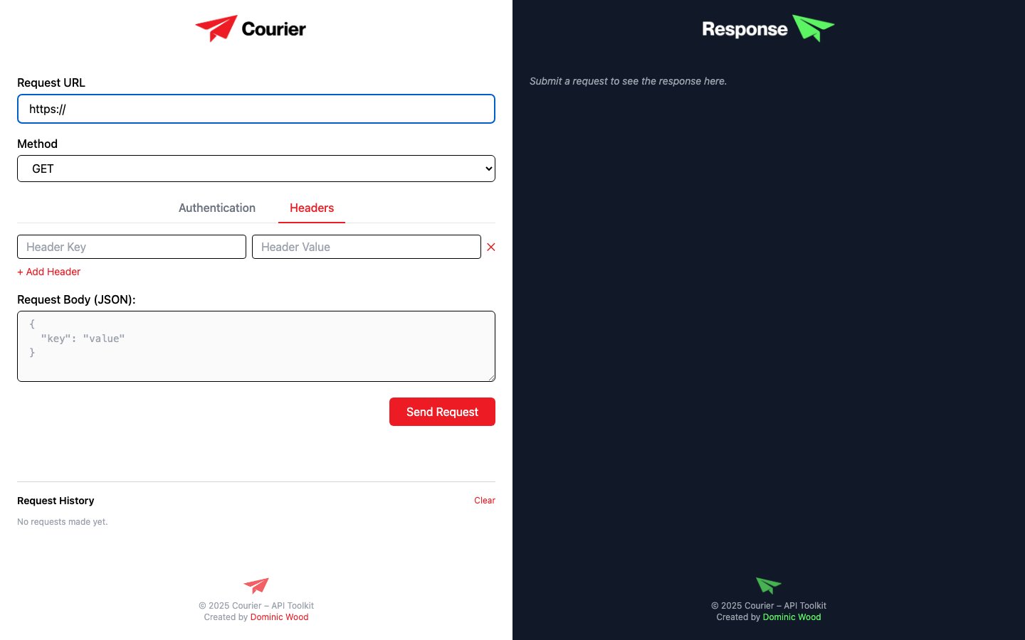 Courier — full interface