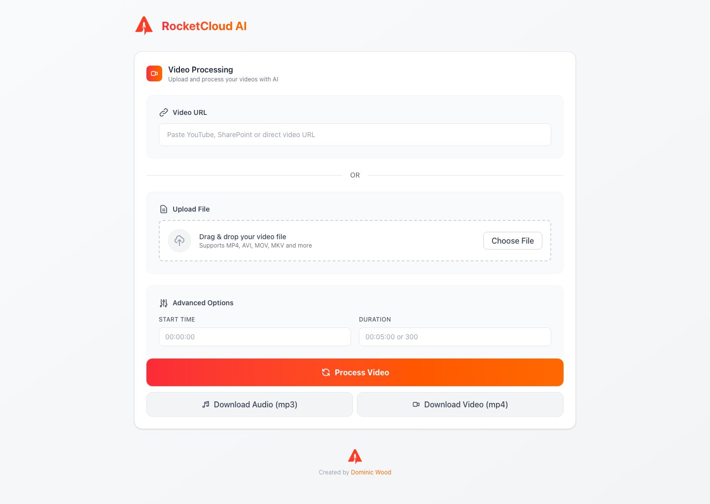 RocketCloud AI — full interface