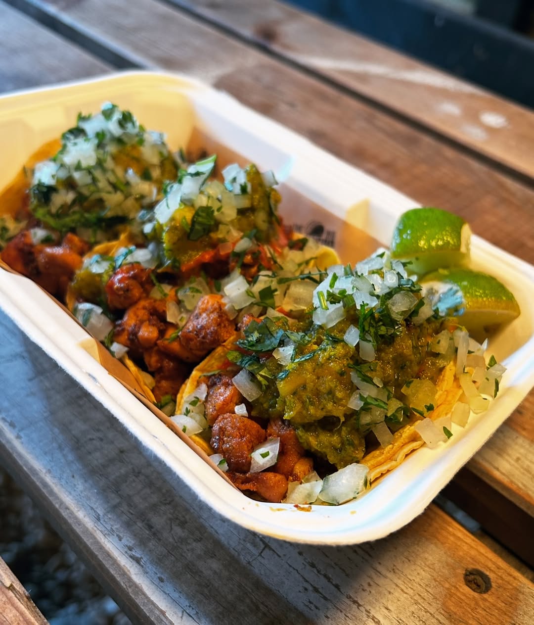 Chicken al pastor tacos photographed for The Big Taquero website hero.